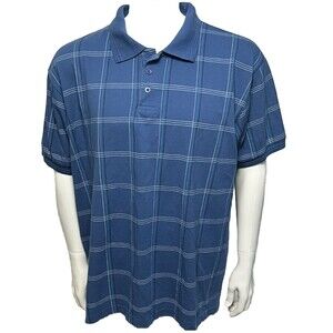 Michael Austin Polo Blue Plaid Shirt Stretch‎ Cotton Men XL Classic Preppy Golf